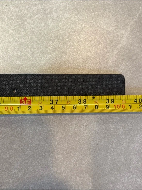 Michael Kors Black Logo-Print Womans Belt with Silver Buckle - Picture 6 of 11